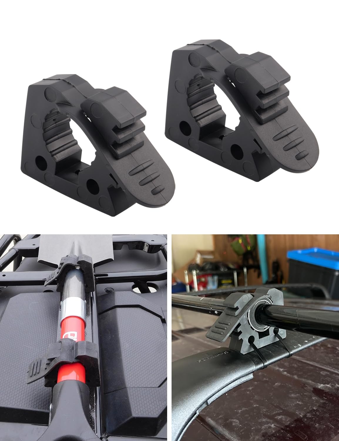 Hi-Lift Jack Handle Keeper 2 PCS Rubber Clamp, Tube Tool Grip Quick-Release Clamp Mount Black Roof Rack Mount Fits 1-1/7 in to 1