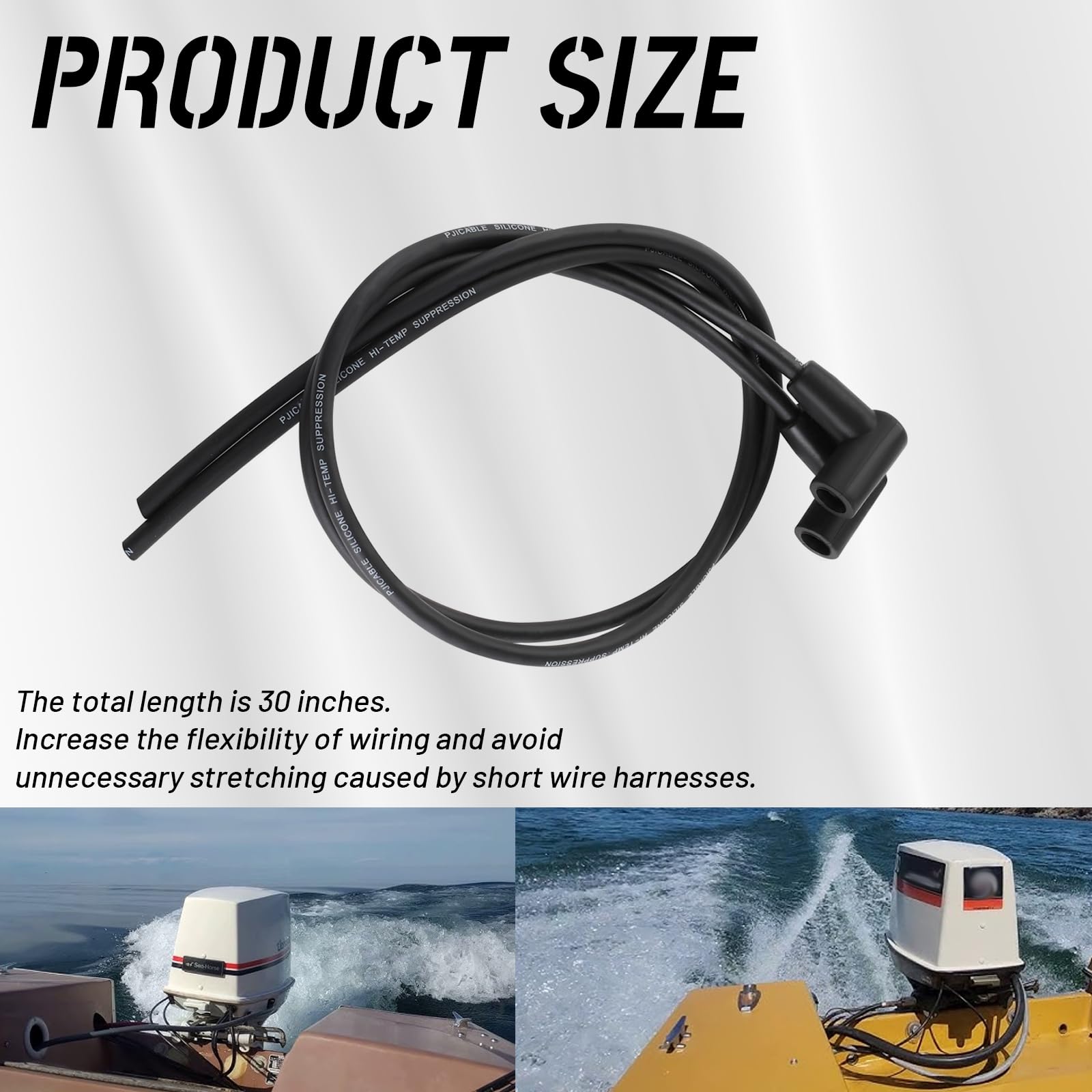 HQPARRTS 0310000 Spark Plug Wires (7mm 30 Long) Compatible with Johnson Outboard Engine(2Pcs)