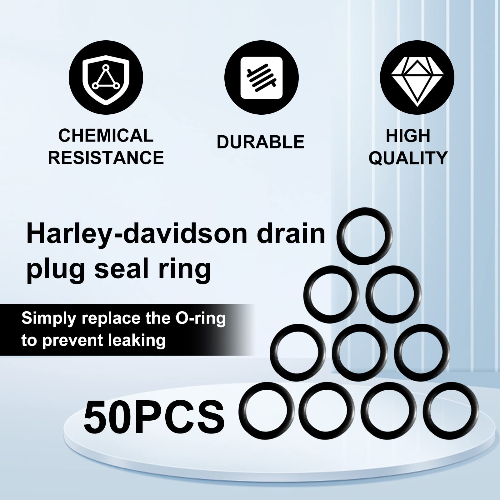 50Pcs Oil Drain Plug O-Ring, Nitrile Rubber O Ring Gasket Ring, Motorcycle Drain Plug O-Rings, Compatible with Harley Davidson O