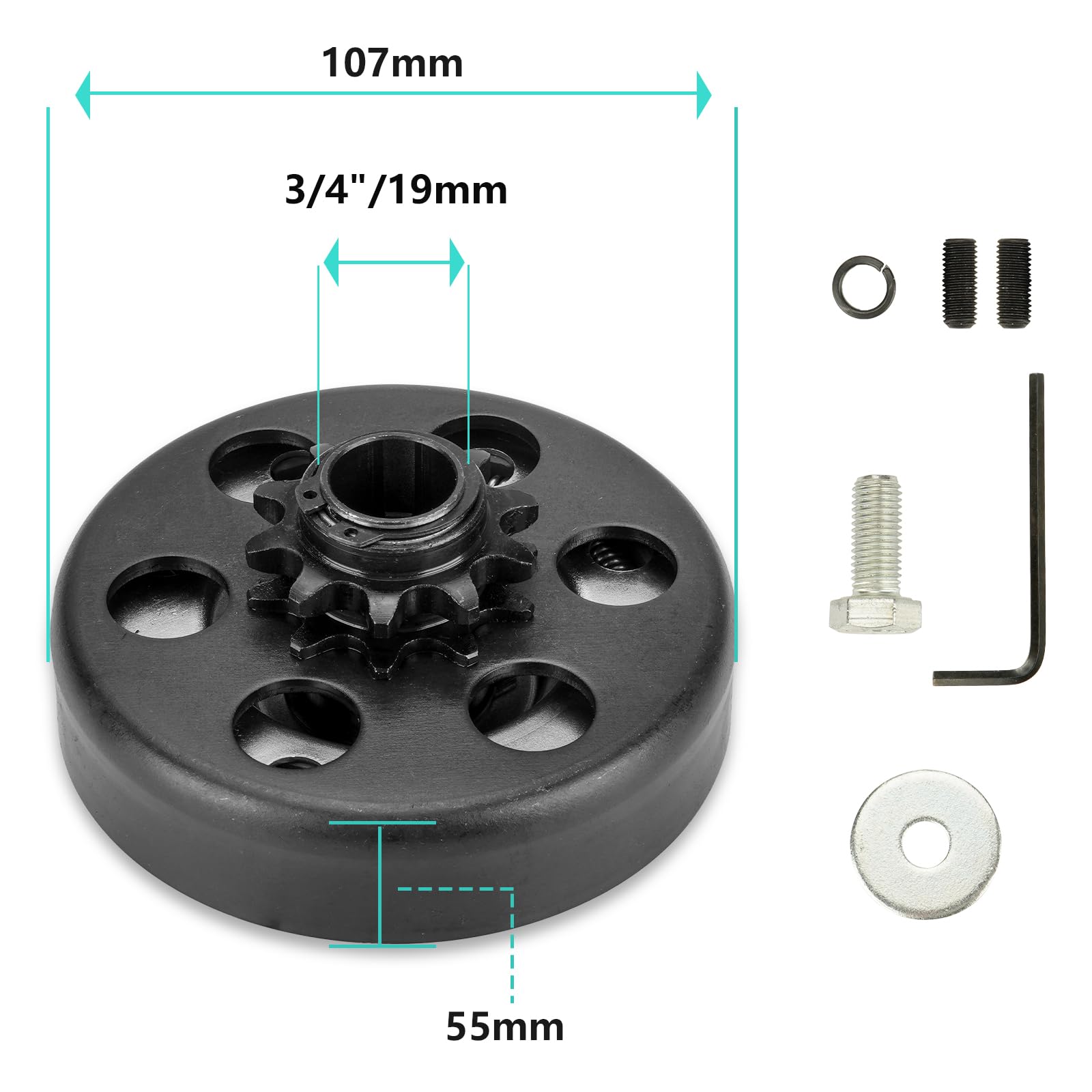 Go Kart Clutch 3/4 Bore 12T Fit #35 Chain, Centrifugal Clutch For Minibike And Fun Kart, Compatible With Honda Gx160, Gx200, Gx