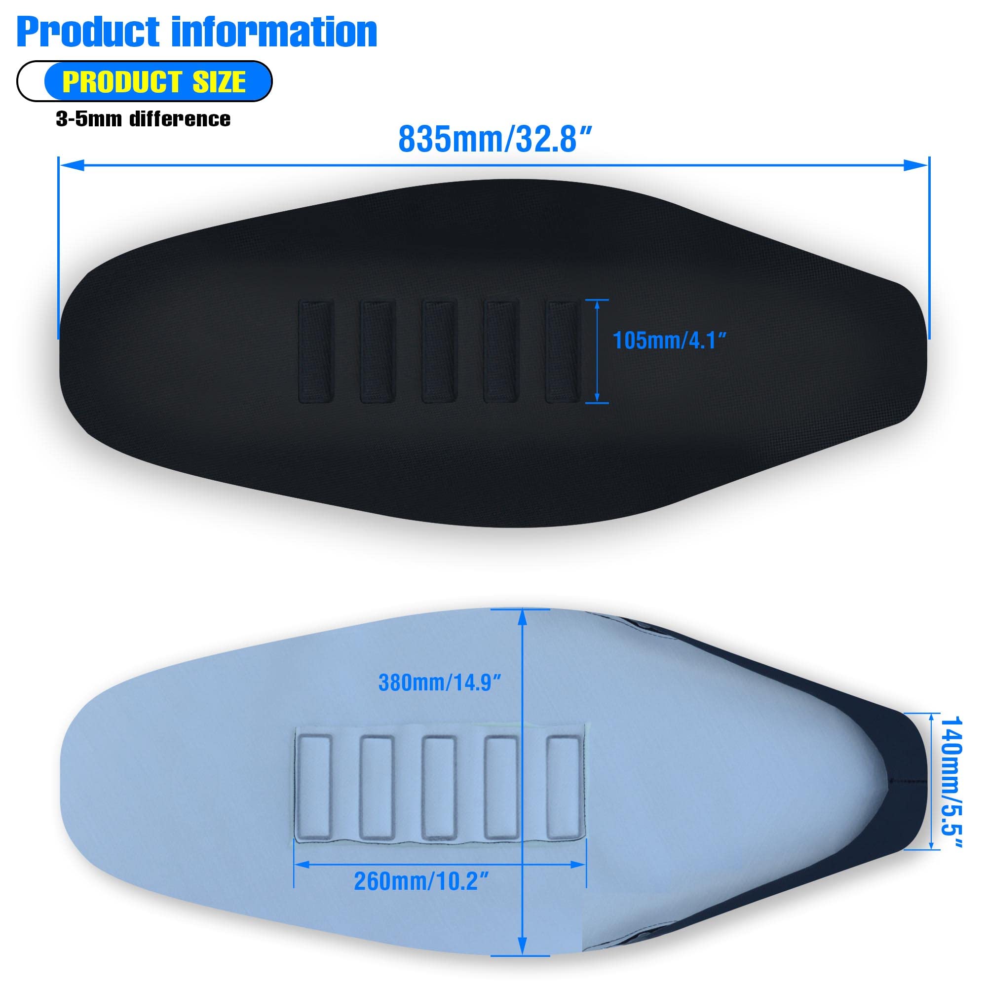 Mchmfg Universal Gripper Soft Seat Cover Diamond Texture For Motobike Dirt Motorcycle Mx Cross Enduro Black