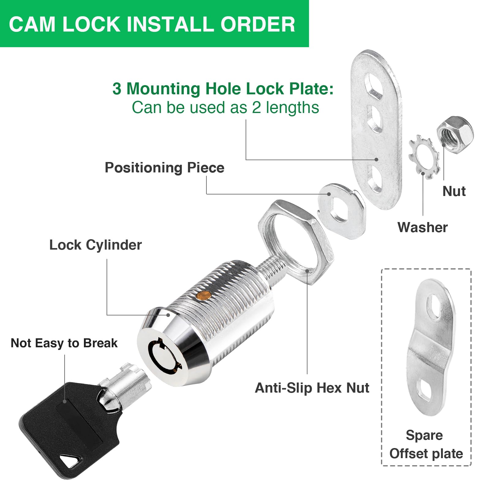 10 Pack Cabinet Lock With Keys, 1'' Rv Storage Locks Keyed Alike, Rv Locks For Storage Door, Camper Toolbox Rv Cam Locks With Ma