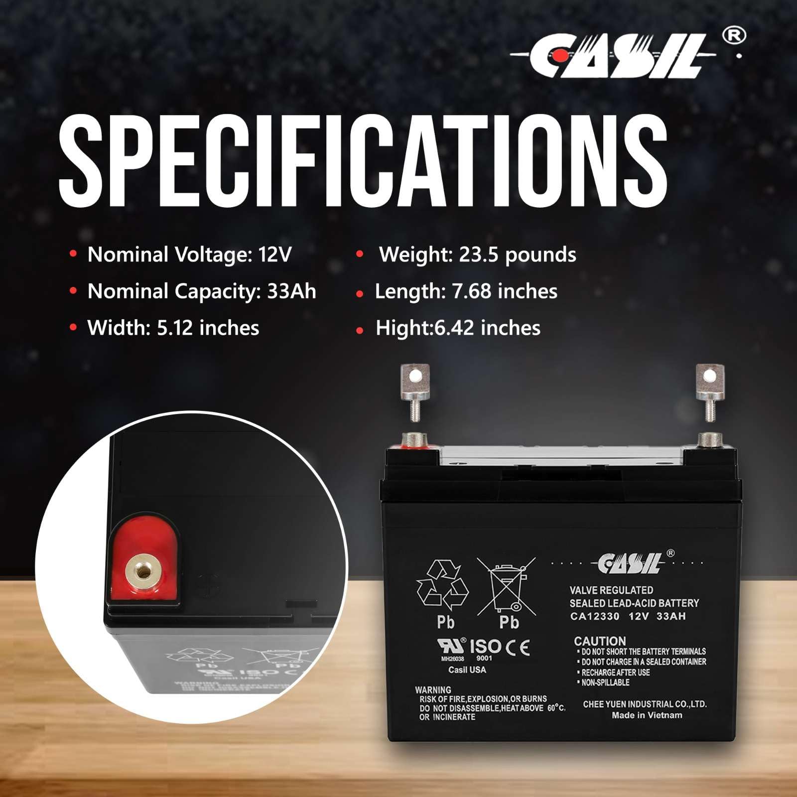 Casil 12V 33Ah Replacement Battery Compatible With John Deere, Craftsman, Husqvarna, Troy-Bilt, Huskee, Cub Cadet