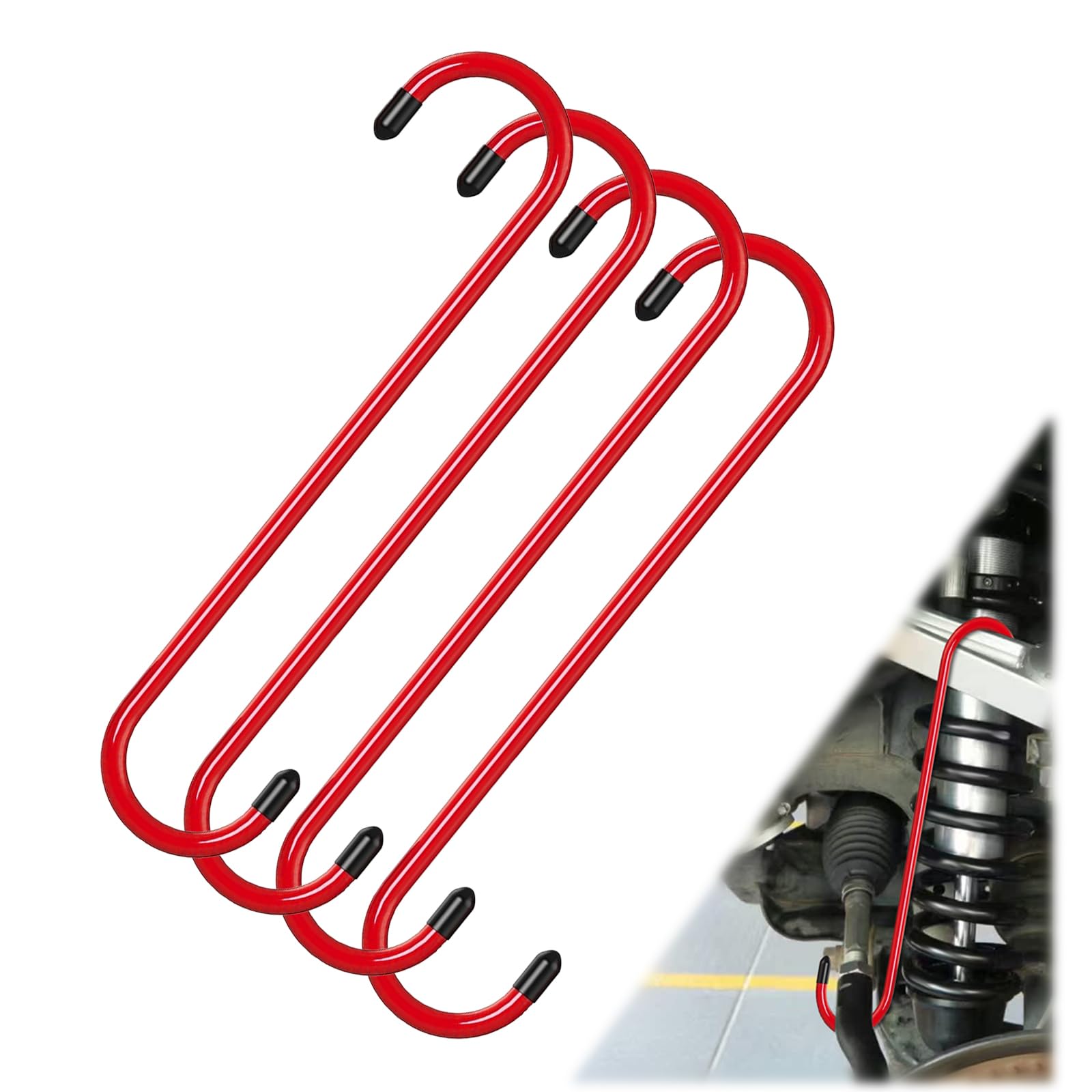 4PCS Brake Caliper Hanger Caliper Hangers Hooks with Rubber Tips, Durable Steel, Rust-Proof Automotive Tools for Braking, Axle, 