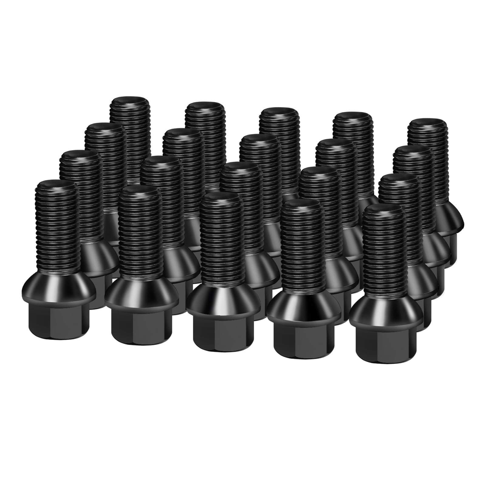 Dynofit 20Pcs M14X1.5 Oem Lug Bolts For A3 A4 A5 A6 A7 A8 S1 S2 S3 S4 S5 S6 S7 S8, 28Mm Shank R12 Ball Seat Wheel Bolts Fit Glof