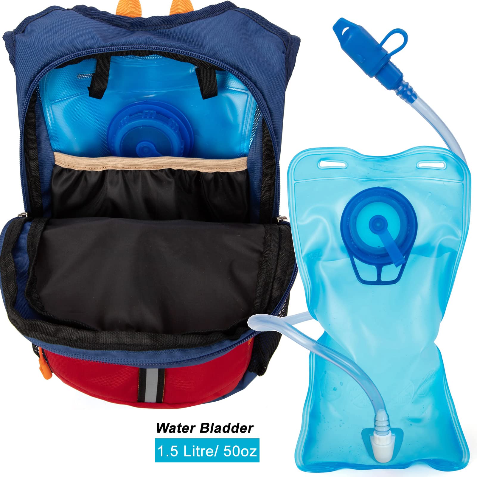 Ivygreen Kids Hydration Backpack, Hiking Backpack For Boys Or Girls With 1.5L Water Bladder, Red