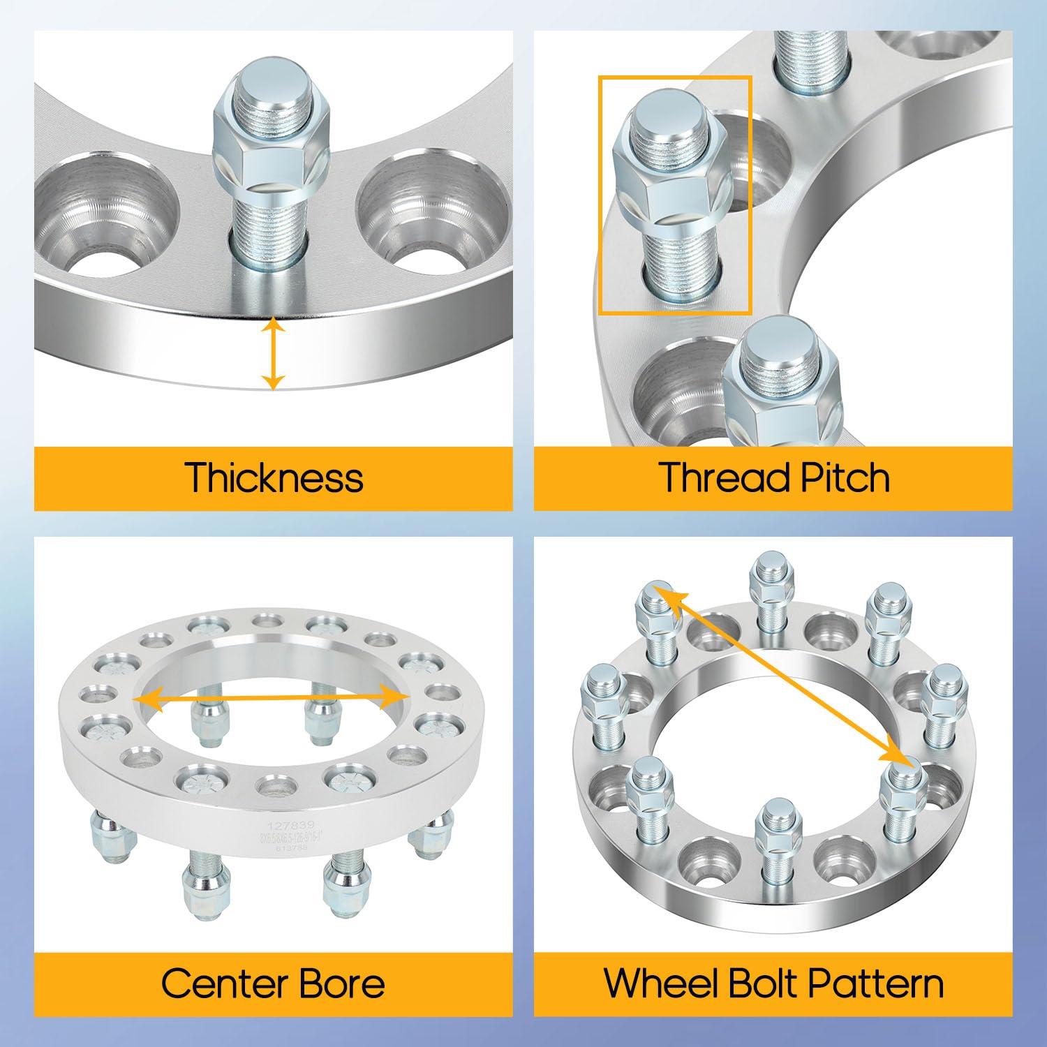 OCPTY 2 PCS 1'' (25mm) Wheel Spacers 8 Lug 8x6.5 to 8x6.5 (8x165.1to8x165.1) with 9/16'' Studs fits for Ram for Dodge for Ford W