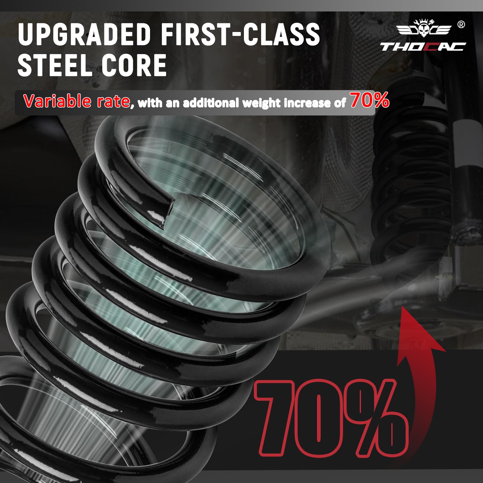 THOCAC Heavy Duty Coil Springs for 2009-2018 Ram 1500, 70% Extra Load Capacity, 1" Lift, Black, Model CS-R1500-930-
