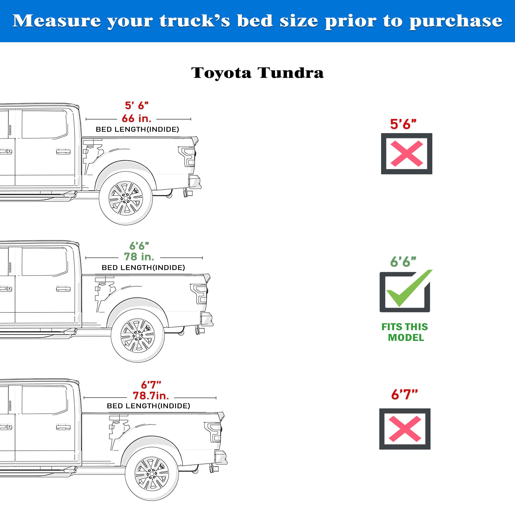 Toptiny Hard Folding Truck Bed Tonneau Cover|Htf035|Fits 2022-2025 Toyota Tundra 6'6'' Bed W/Oe Rail System (78.7'')