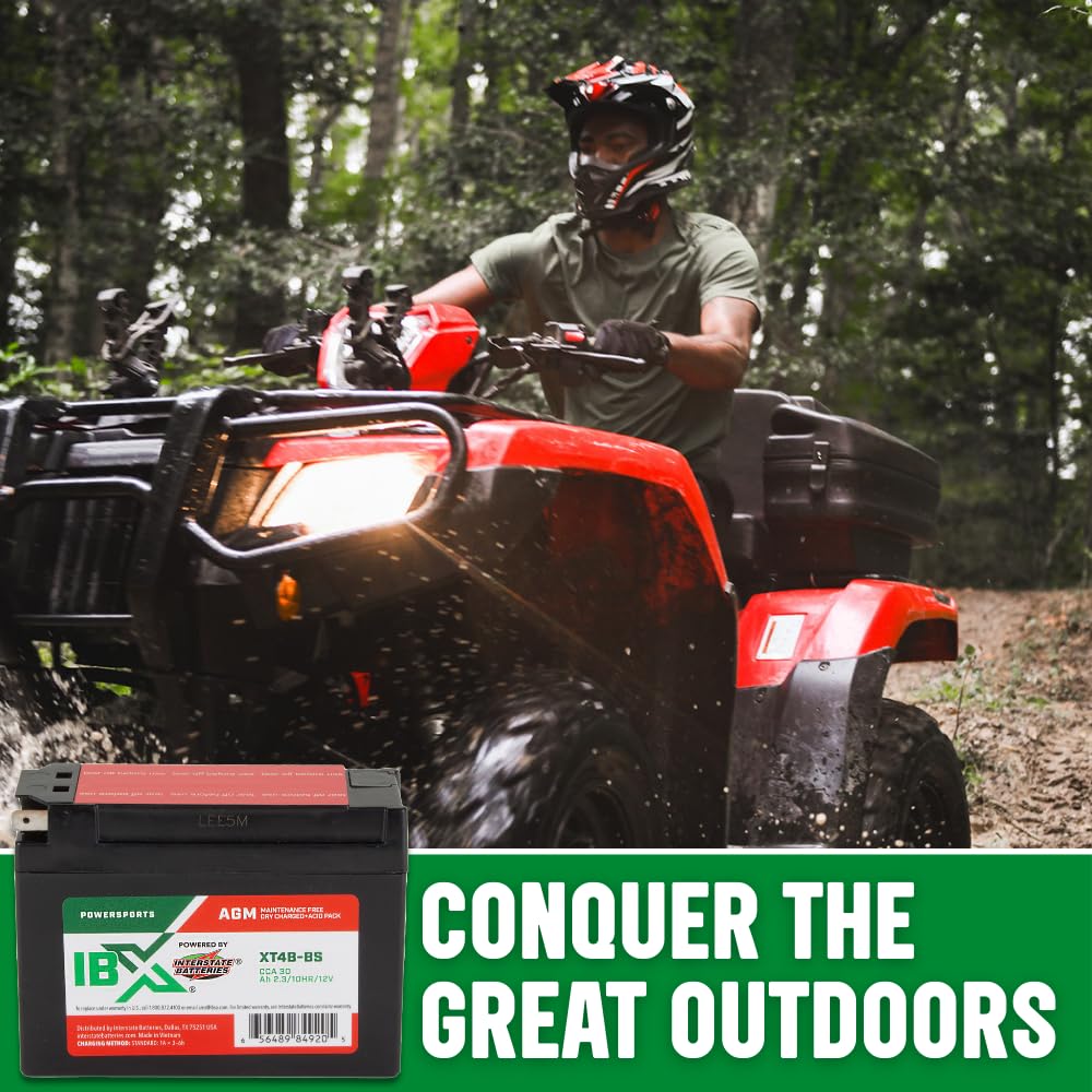 Interstate Batteries Yt12B-Bs 12V 10Ah Powersports Battery 175Cca Agm Rechargeable Replacement For Ducati, Triumph, Yamaha, Moto
