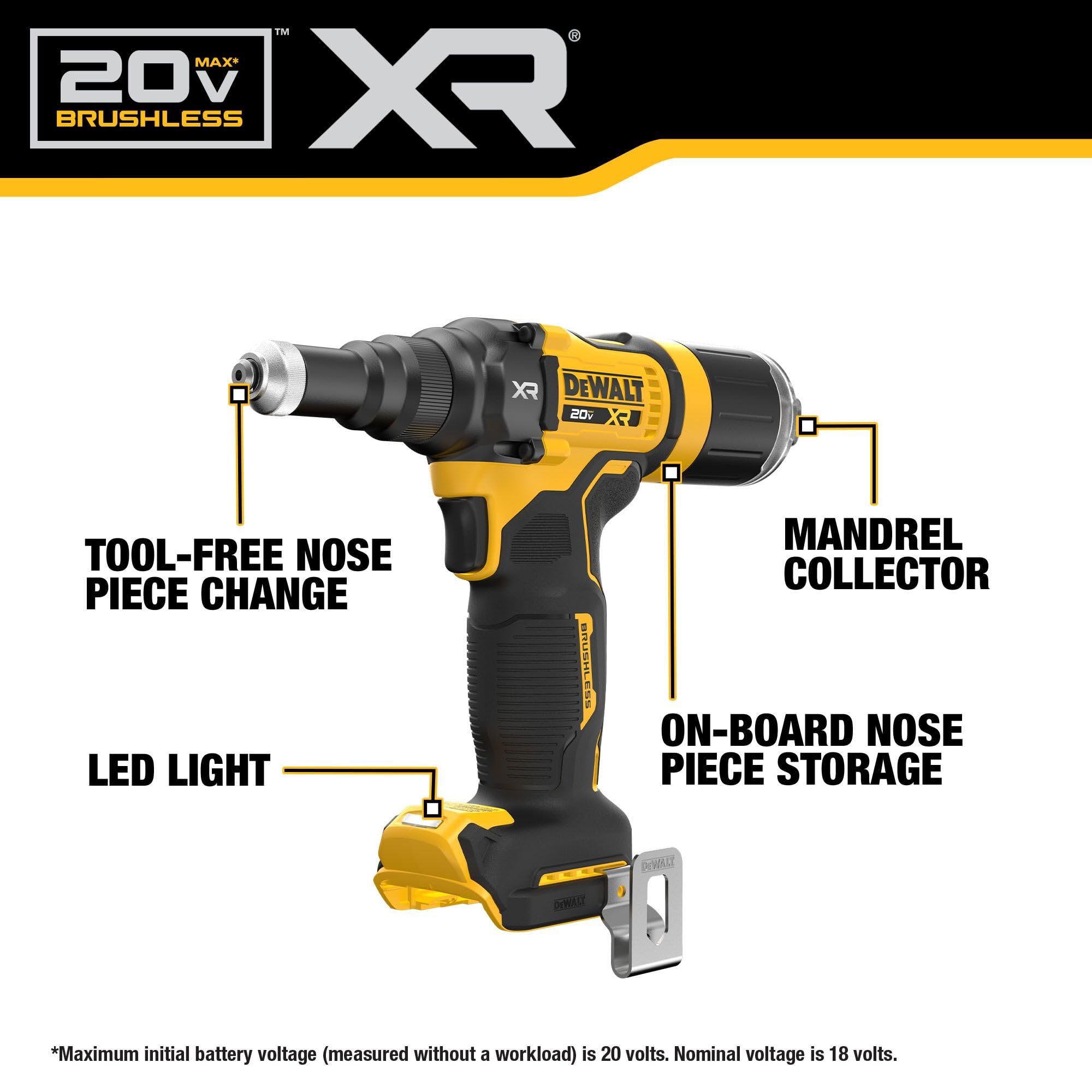 Dewalt 20V Max Xr Cordless Rivet Tool, 3/16', Bare Tool Only (Dcf403B)