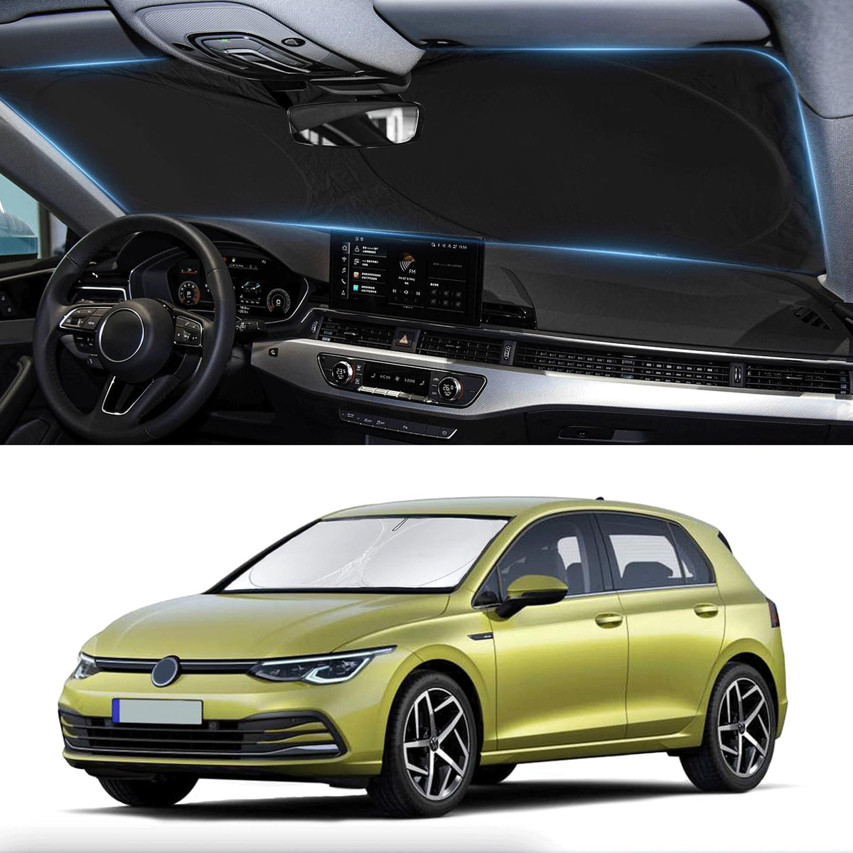 Sunshade For 2015-2023 2024 2025 Volkswagen Golf Gti E-Golf Vw Golf R 4 Door Hatchback Accessories Front Window Shield Cover For