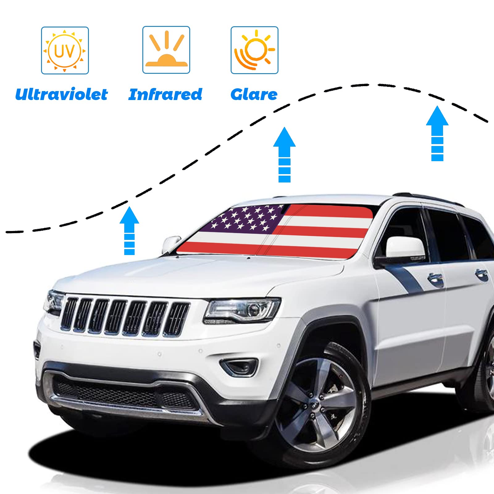 Moricere Windshield Sun Shade For 2011-2020 Jeep Grand Cherokee (Not For Grand Cherokee L&Jeep Cherokee)