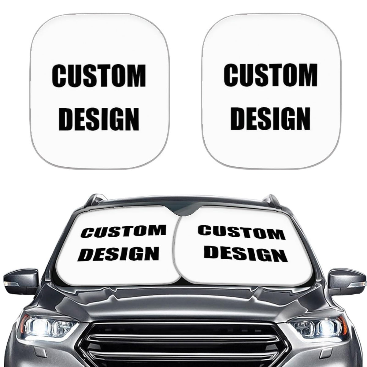 Renewold Custom Personalized Windshield Sun Shade, Add Your Own Photo Fashion 2 Pack Foldable Car Front Window Sunshade, For Mos