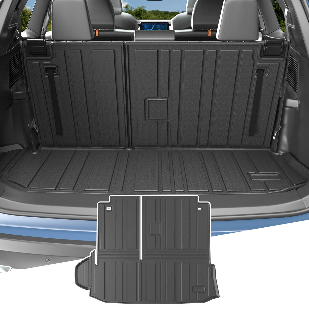 Powoq Cargo Mat Compatible With 2020-2025 Toyota Highlander Backrest Mat Tpe Cargo Liners Replacement For Toyota Highlander Acce
