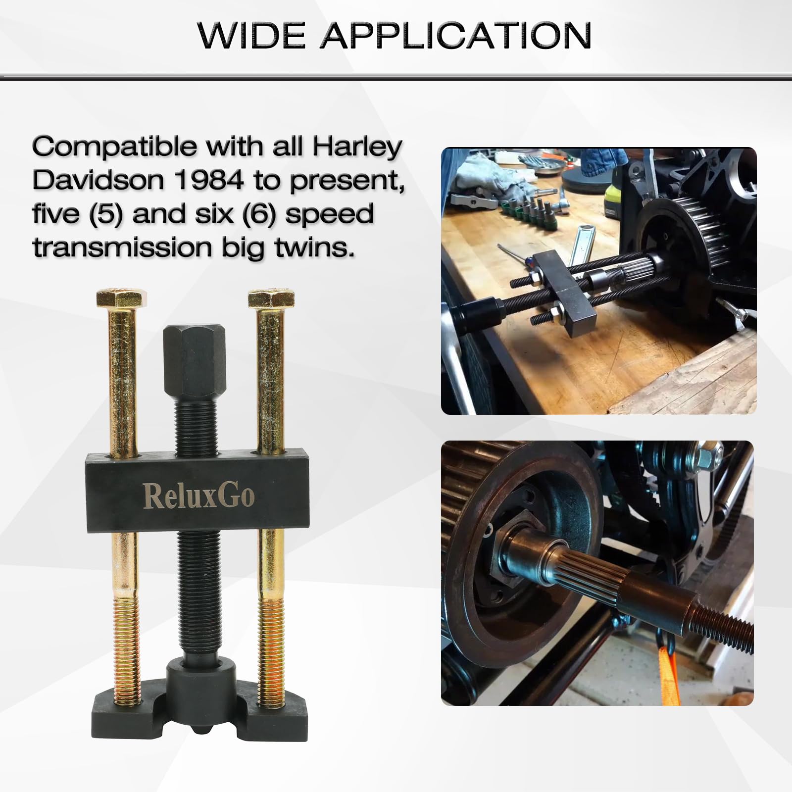 Reluxgo Transmission Mainshaft Inner Bearing Race Tool Installer Puller For Harley Davidson Big Twin 5 And 6 Speed 1984-Present # 34902-84, Harley Bearing Removal Installation Motorcycle Tool Kit