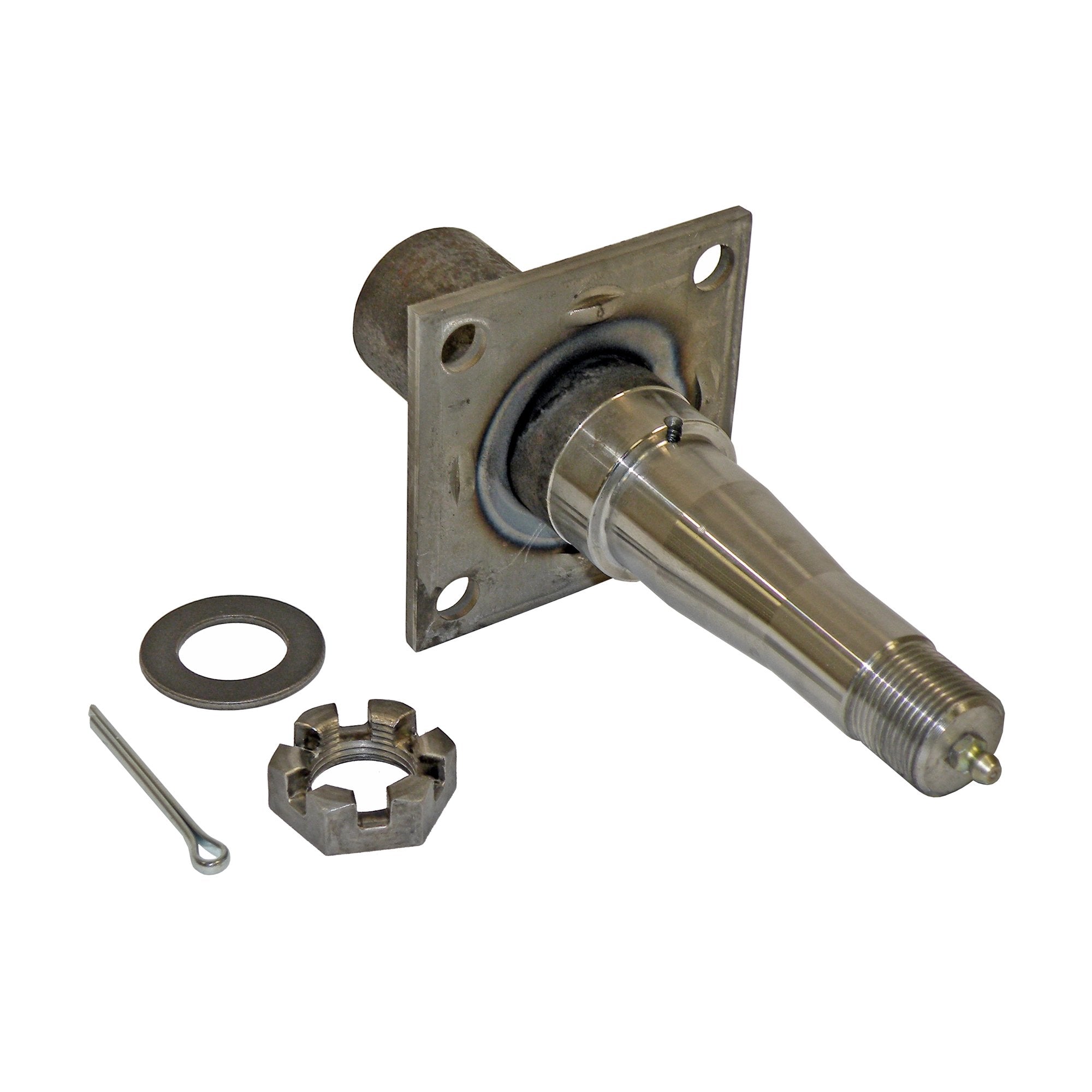 Round Stock - Trailer Axle Spindle with 4-Hole Flange - 1-3/8 Inch to 1-1/16 Inch I.D Bearings