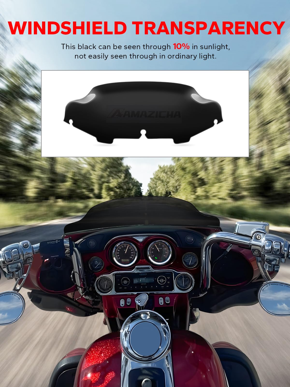 Amazicha Black 6 Windshield Windscreen Fit For Harley Electra Street Glide Touring 1996-2013