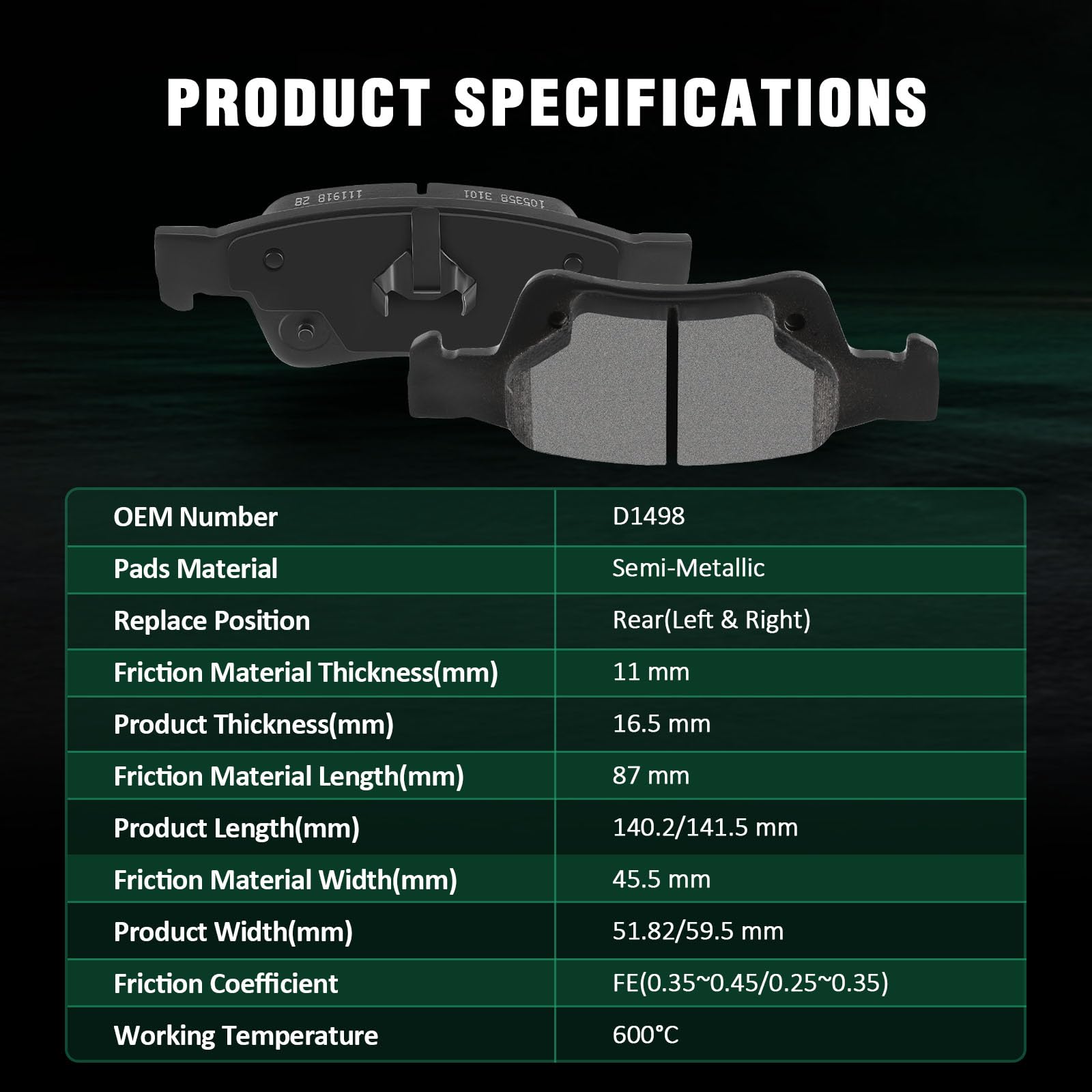 Automuto 8Pcs Front & Rear Metallic/Semi-Metallic Disc Brake Pads Set D1904 D1498 For Dodge For Durango 2011-2022,For Jeep Grand