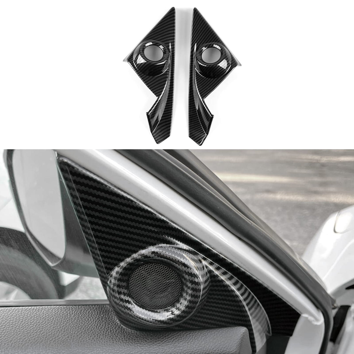 BRMYL Car A Pillar Speaker Cover Decals for Honda Civic 2016 2017 2018 2019 2020 2021 10th Gen Accessories ABS Carbon Fiber Inte