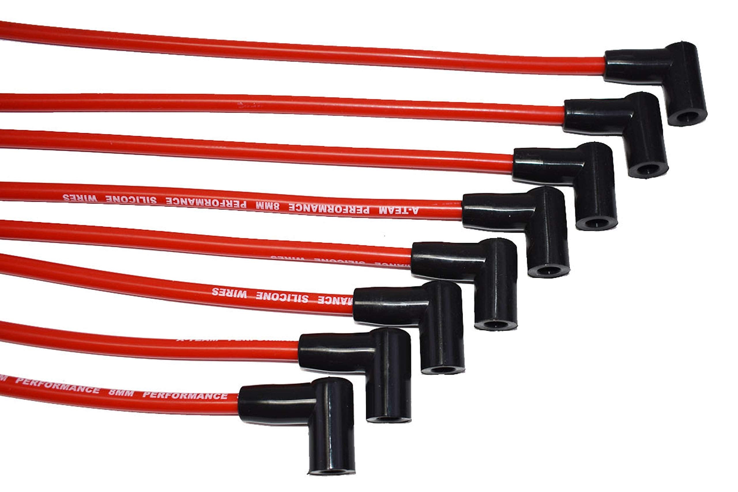 A-Team Performance - 8.0Mm Red Silicone Spark Plug Wires - Compatible With Chevrolet Sbc Small Block Gmc Under The Exhaust Wires Hei 283 305 307 327 350 400