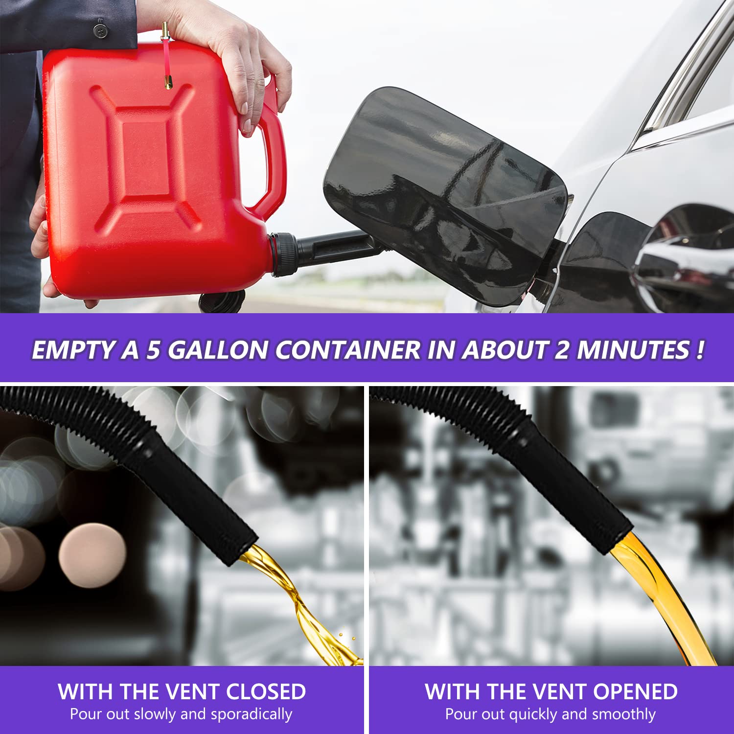 Okimyi Fuel Gas Can Vent Caps, 3 Pack Upgrade Fuel Gas Can Vent Kit, Fuel Gas Tank Vent Caps for Gas Can Fuel Tank Water Jug to