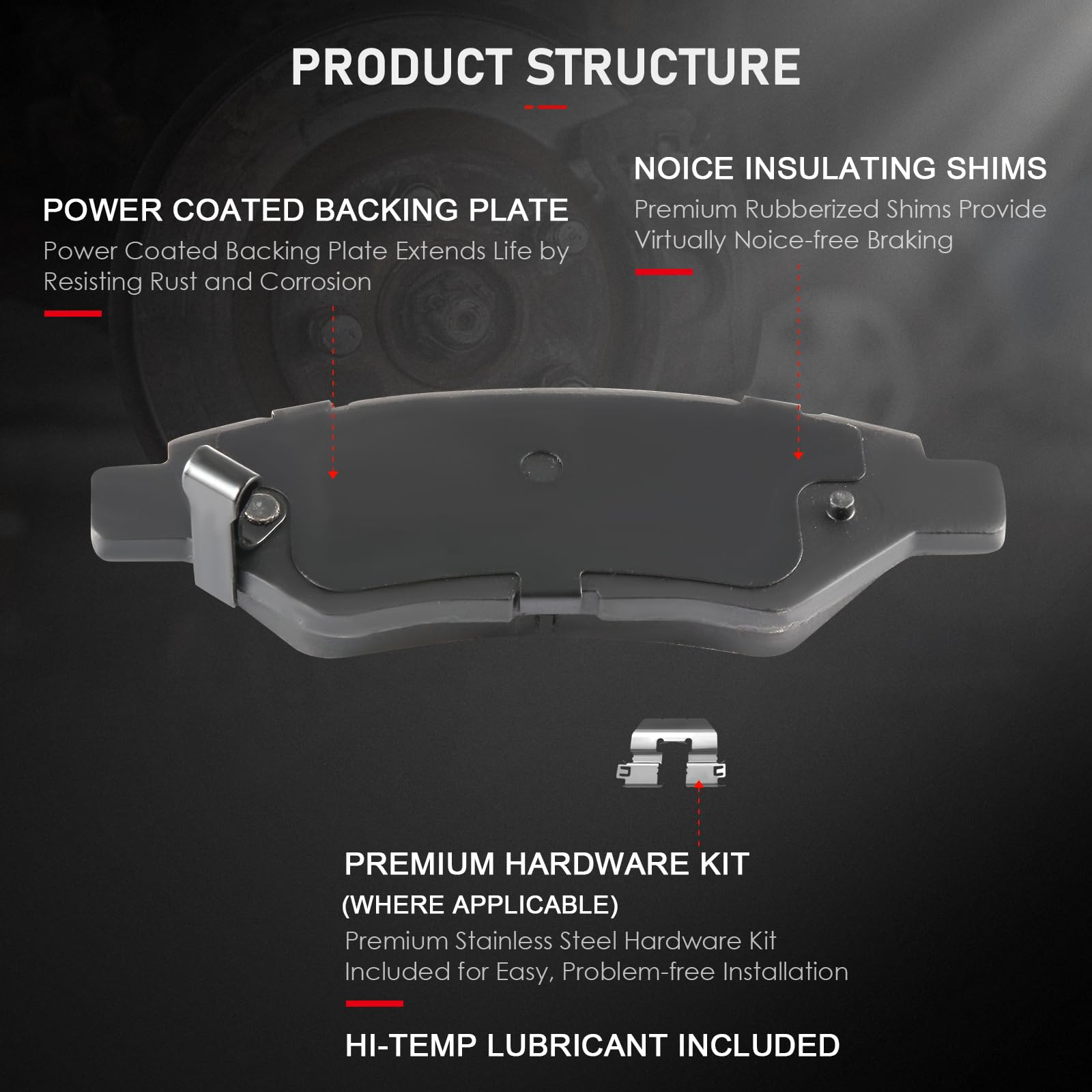 Cciyu D1337 Rear Ceramic Brake Pads Kits 4Pcs Fit For 2008-2014 For Cadillac Cts,2010-2016 For Cadillac Srx,2010-2015 For Chevro