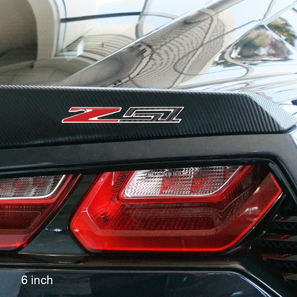 C6, C7, C8 Corvette Z51 Badge Emblem Domed Decal - Carbon Fiber Look w/Chrome Trim for 2005-2024 Corvettes (6 inch)