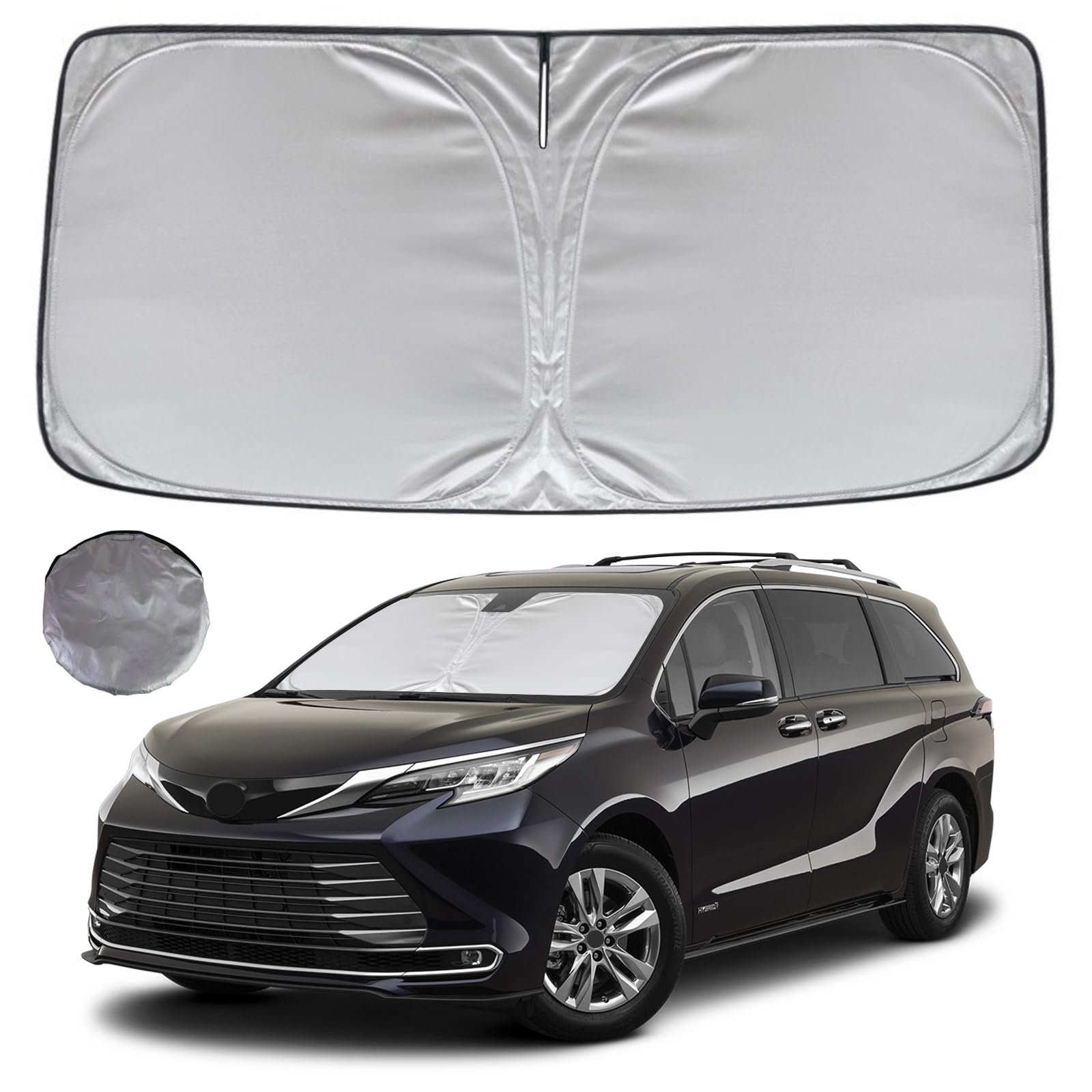 Kayzt Windshield Sun Shade For 2021-2025 Toyota Sienna Foldable Sunshade Front Window Custom Fit Car Accessories