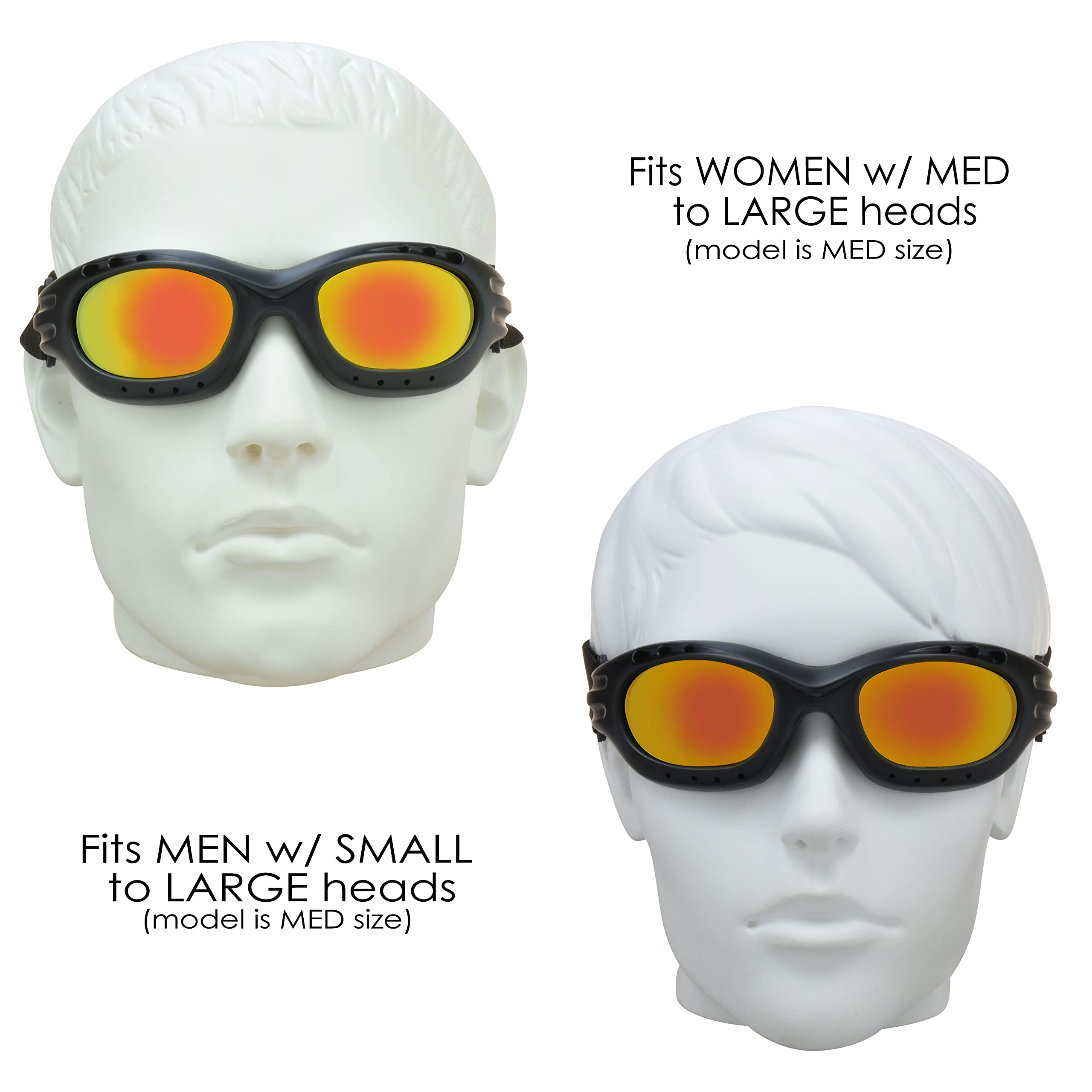 Bikershades Motorcycle Riding Goggles Sunglasses Biker Orange Mirrored Lens Foam Cushion Adjustable Strap Ski Sky Diving