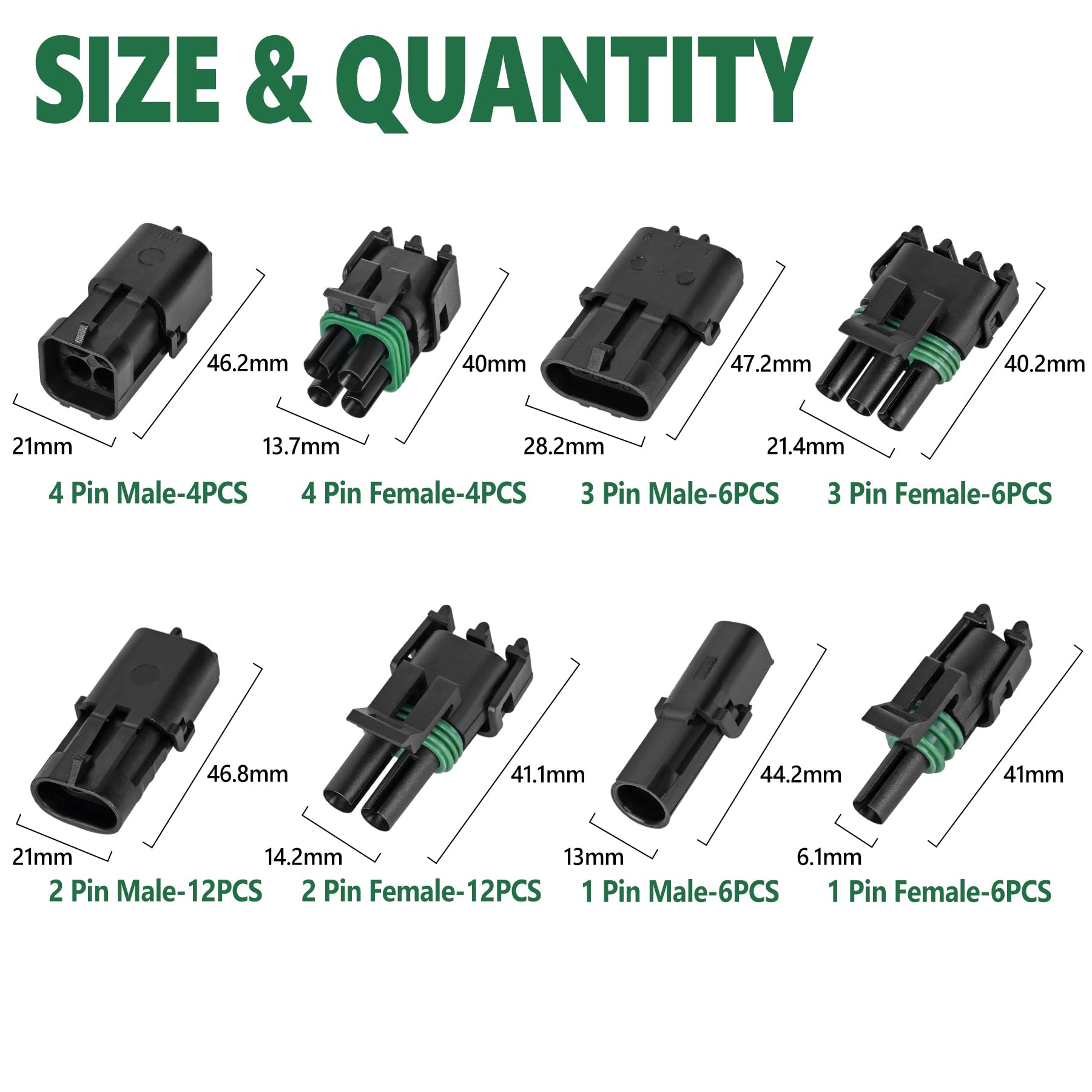 502Pcs 28 Kits Waterproof Automotive Electrical Connectors 1/2/3/4 Male&Female Pin 22-14Awg Wire Harness Spark Plug Connector Te
