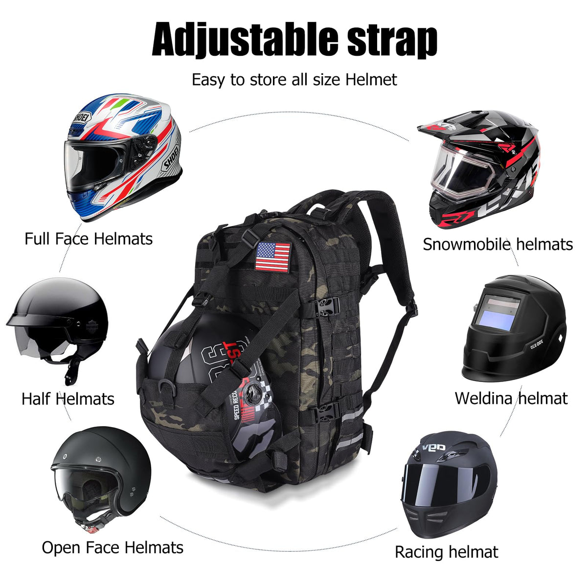 backpack that holds motorcycle helmet Hutigertech Helmet Backpack For Motorcycle Riders Waterproof Stand, La – Carkart