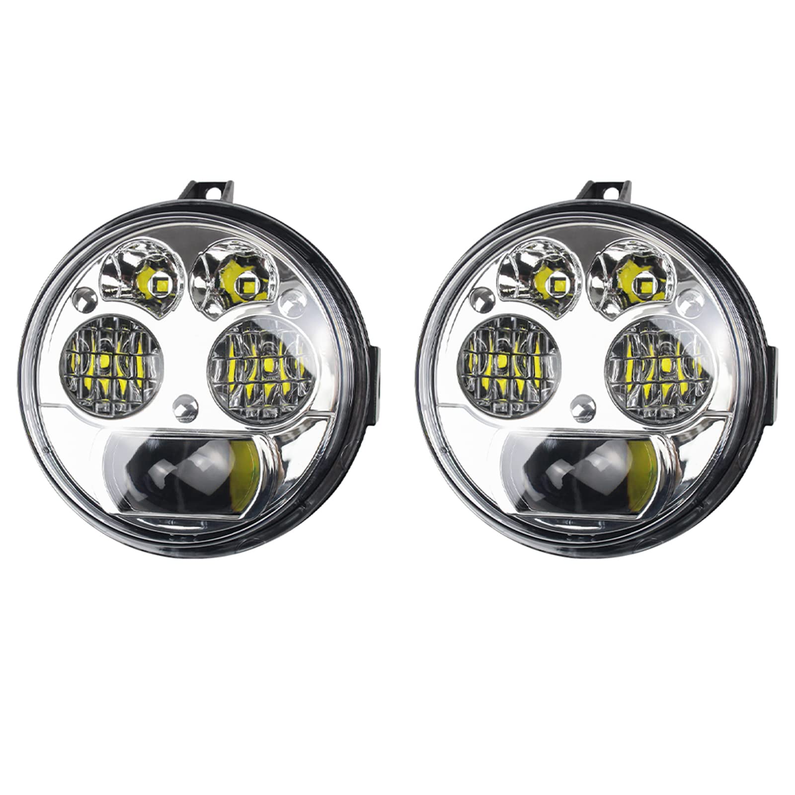 Cpowace Led Headlight For Brute Force Accessories, Pair Chrome 12V 4.5 Inch High Low Beam Front Head Lamp Assembly Compatible Wi