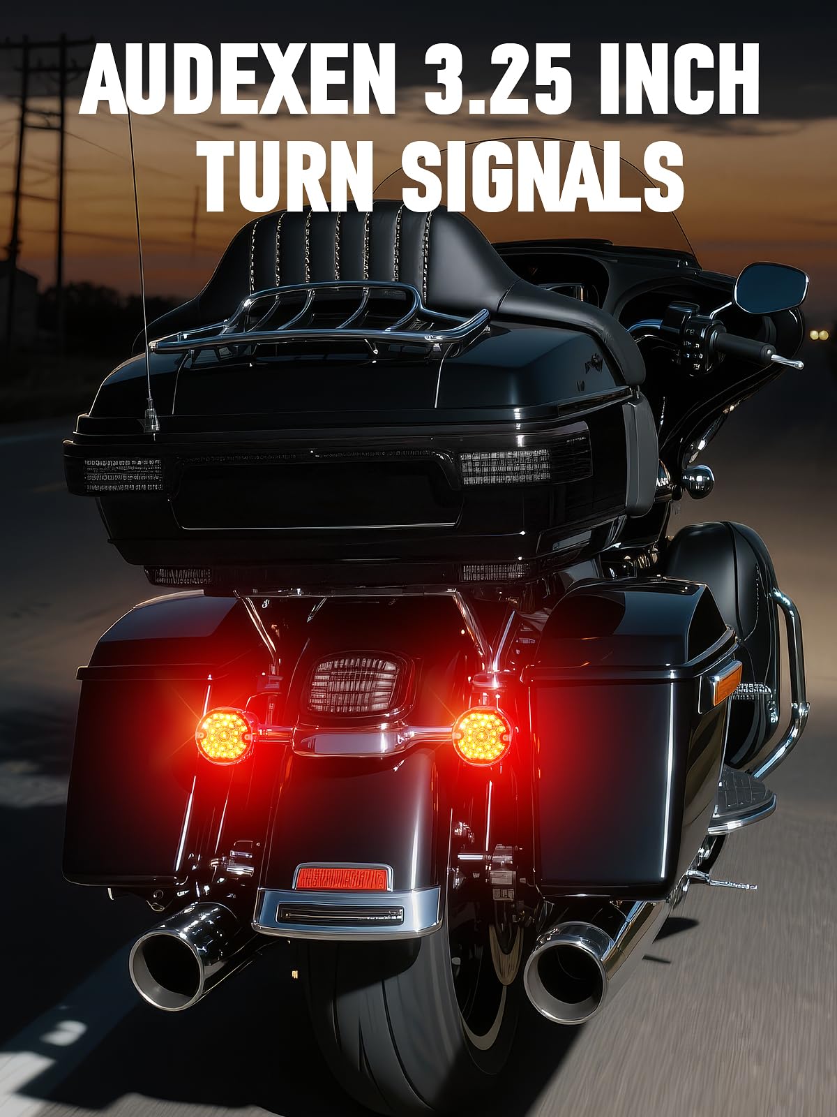 Audexen 3-1/4 Inch Led Turn Signal Kit 1157 Double Base Front Turn Signal + 1156 Single Connector Red Rear Signal Lights Compati