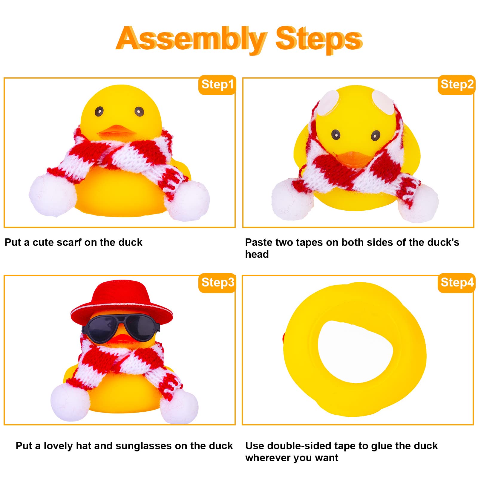 Mumyer Winter Duck Car Ornaments, Rubber Duck Car Dashboard Decorations Accessories With Mini Hat, Sunglasses, And Scarf(B19)