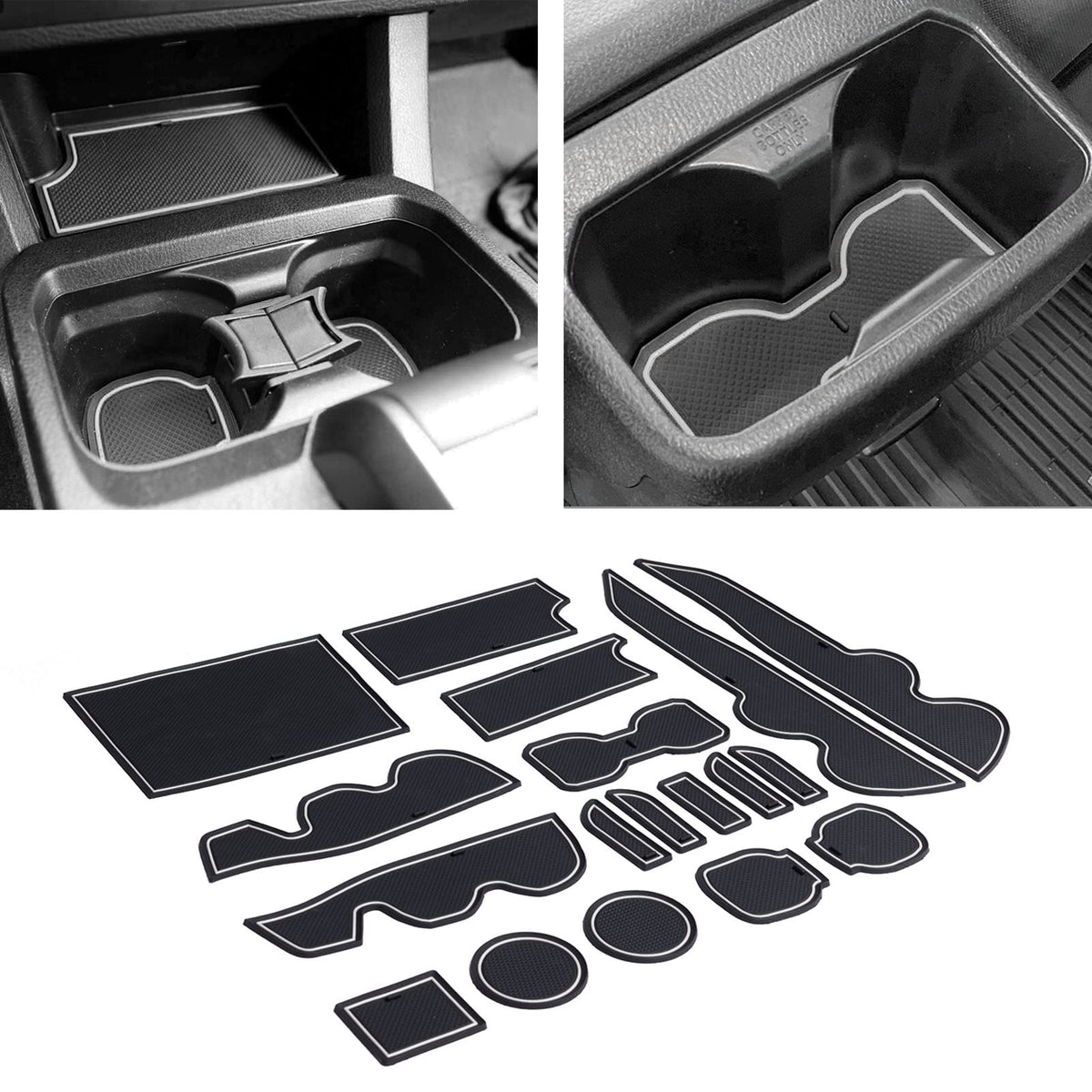 Jdmcar Liner Accessories Compatible With 2023 2022 Toyota Tacoma 2016 2017 2018 2019 2020 2021 Custom Fit Cup And Door Center Console Inserts (Double Cab,White Trim)
