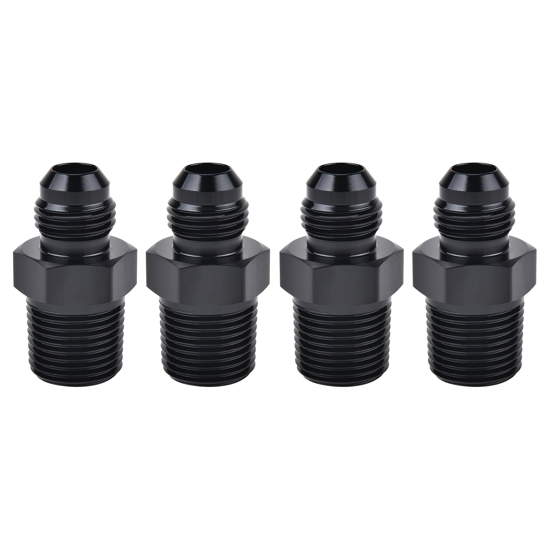 EVIL ENERGY 6AN Male Flare to 3/8'' NPT Pipe Fitting Adapter Aluminum Straight Black 4PCS