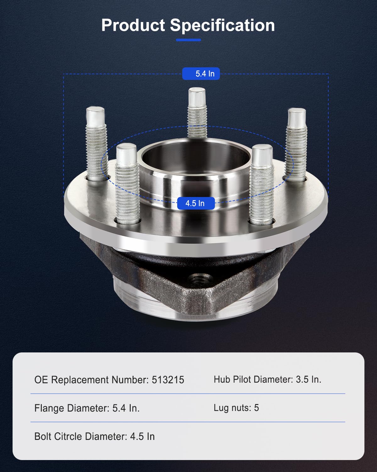 ECCPP Front Wheel Hub Bearing Assembly fit for 2004 2005 2006 2007 2008 Chevy Malibu Pontiac G6 5 Lugs Compatible with 513215