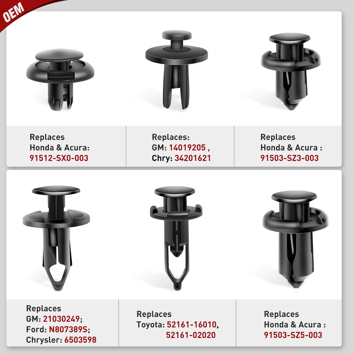 Nilight Car Retainer Clips Fastener Remover 6.3Mm 8Mm 9Mm 10Mm Expansion Screws Replacement Kit Bumper Push Rivet Clips For Gm F