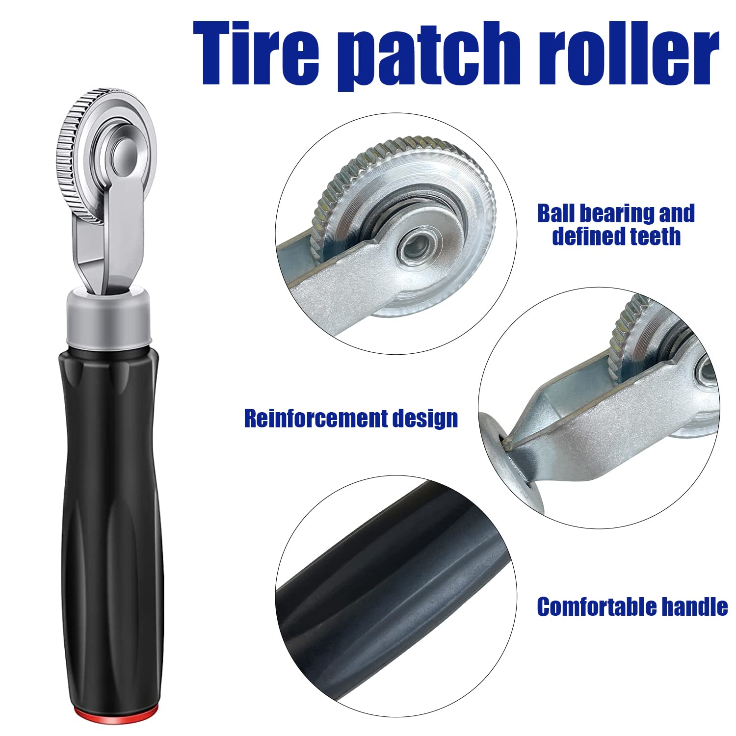 Socpuro Tire Repair Patch Tool Kit Including 24pcs Tire Patch Plugs, Tungsten Buffing Wheel, Tire Patch Roller with 4mm Twist Dr