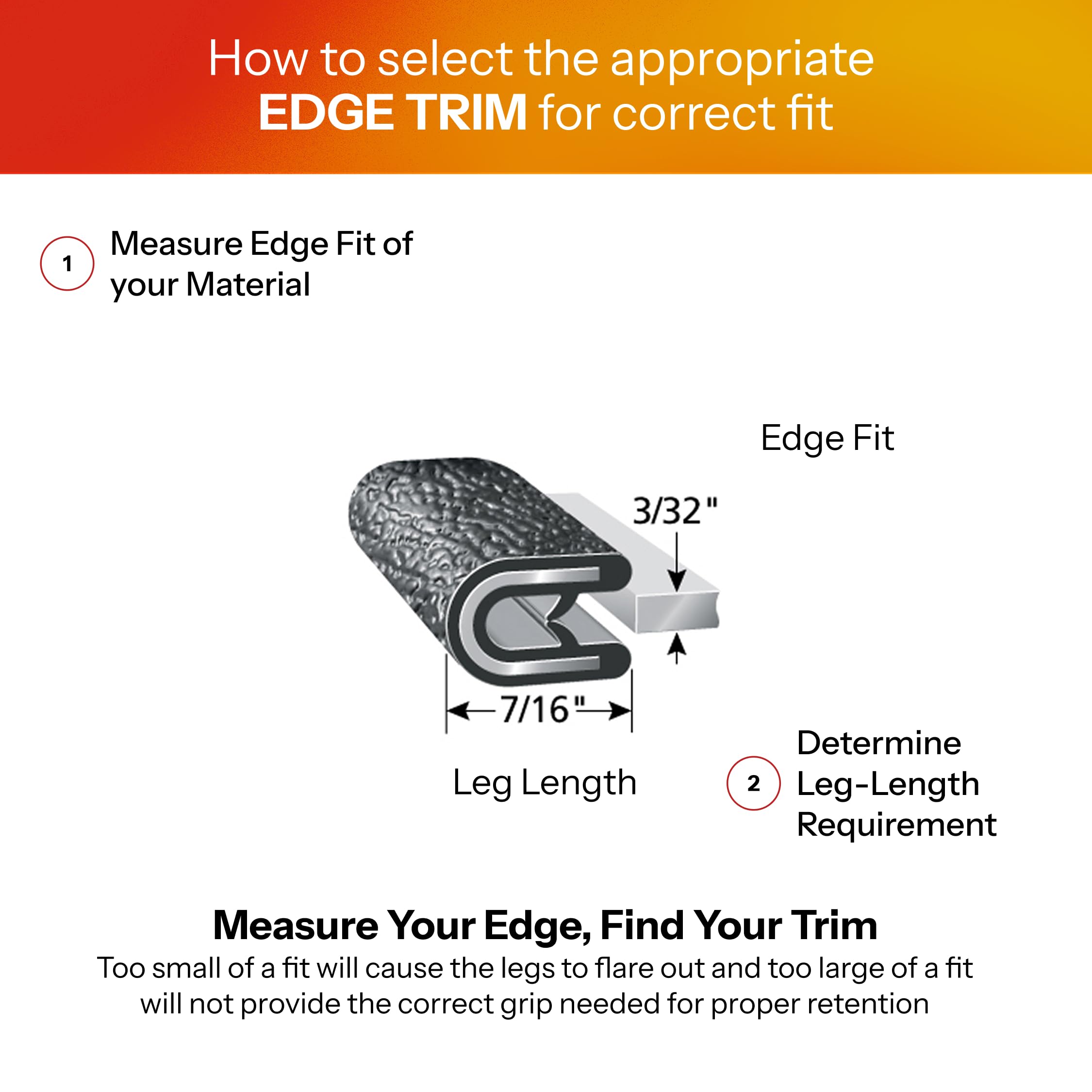 Trim-Lok Edge Trim - Fits 3/32Inch Edge, 7/16Inch Leg Length, 25 ' Length, Black, Pebble Texture - Flexible Pvc Edge Protector F