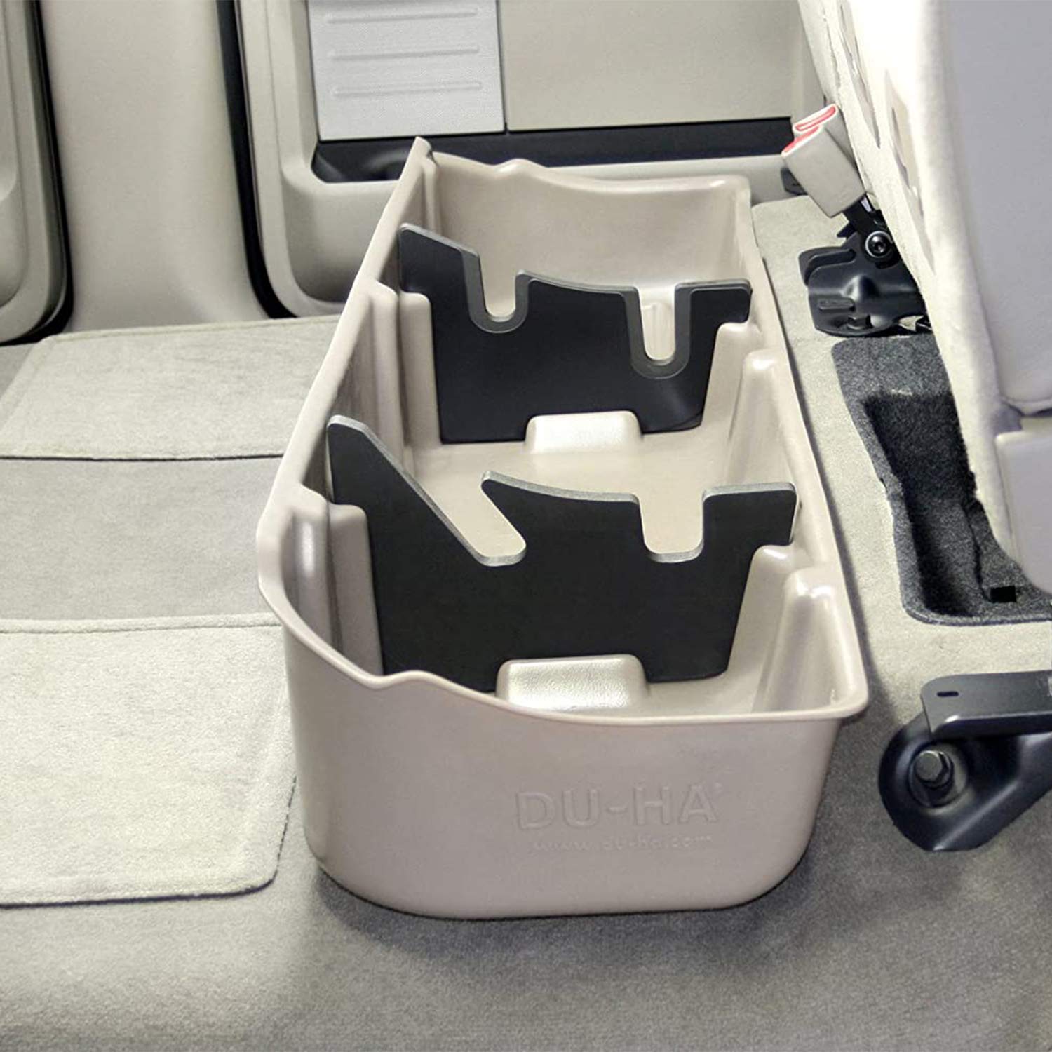 Du-Ha Under Seat Storage Fits 2009-2014 Ford F150 Supercrew Without Factory Subwoofer | Black Heavy-Duty Back Seat Organizer, In