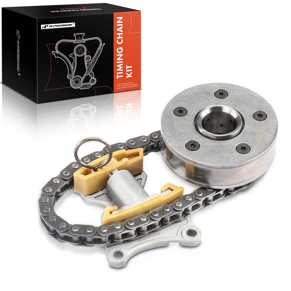 A-Premium Engine Timing Chain Kit W/Tensioner [fits DOHC, 4Cyl 2.0L] Compatible with Volkswagen Eos, GTI, Jetta 06-09, Passat & 