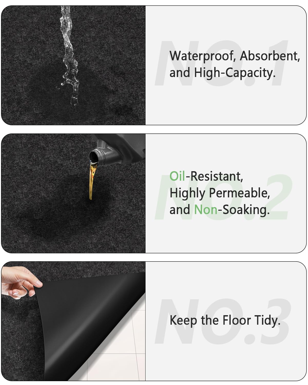 Oil Spill Mat For Garage Floor Under Car - 30X36 Inches Oil Splash Pad, Garage Driveway Oil Drip Mat, Oil Absorbent Mechanic Flo