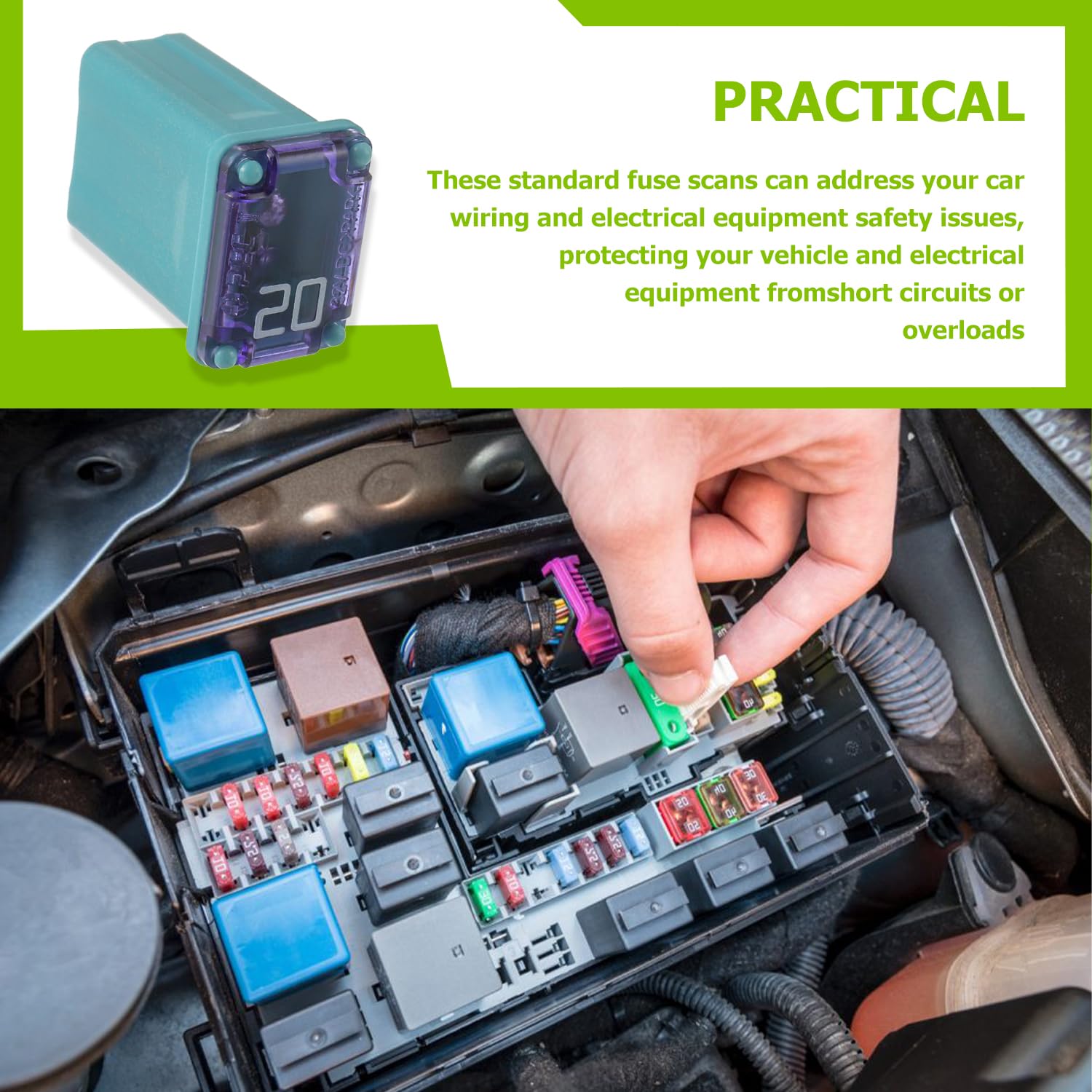 EPLZON 20A 20AMP 32V FMM MCASE 608820 Micro Cartridge Fuses Low-Profile Fuses Kit(Pack of 10pcs)