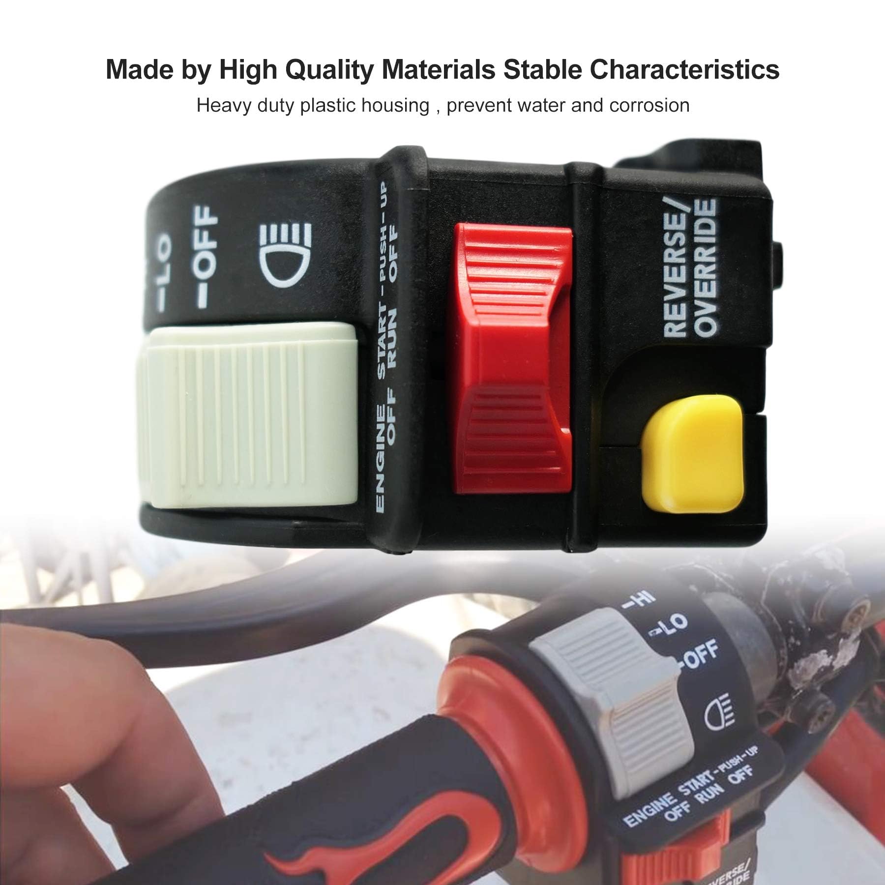 Left Handlebar Bar Switch, Engine Start Run Off Headlight HI LO Off Start Light Switch for Polaris Magnum Scrambler Sportsman Tr