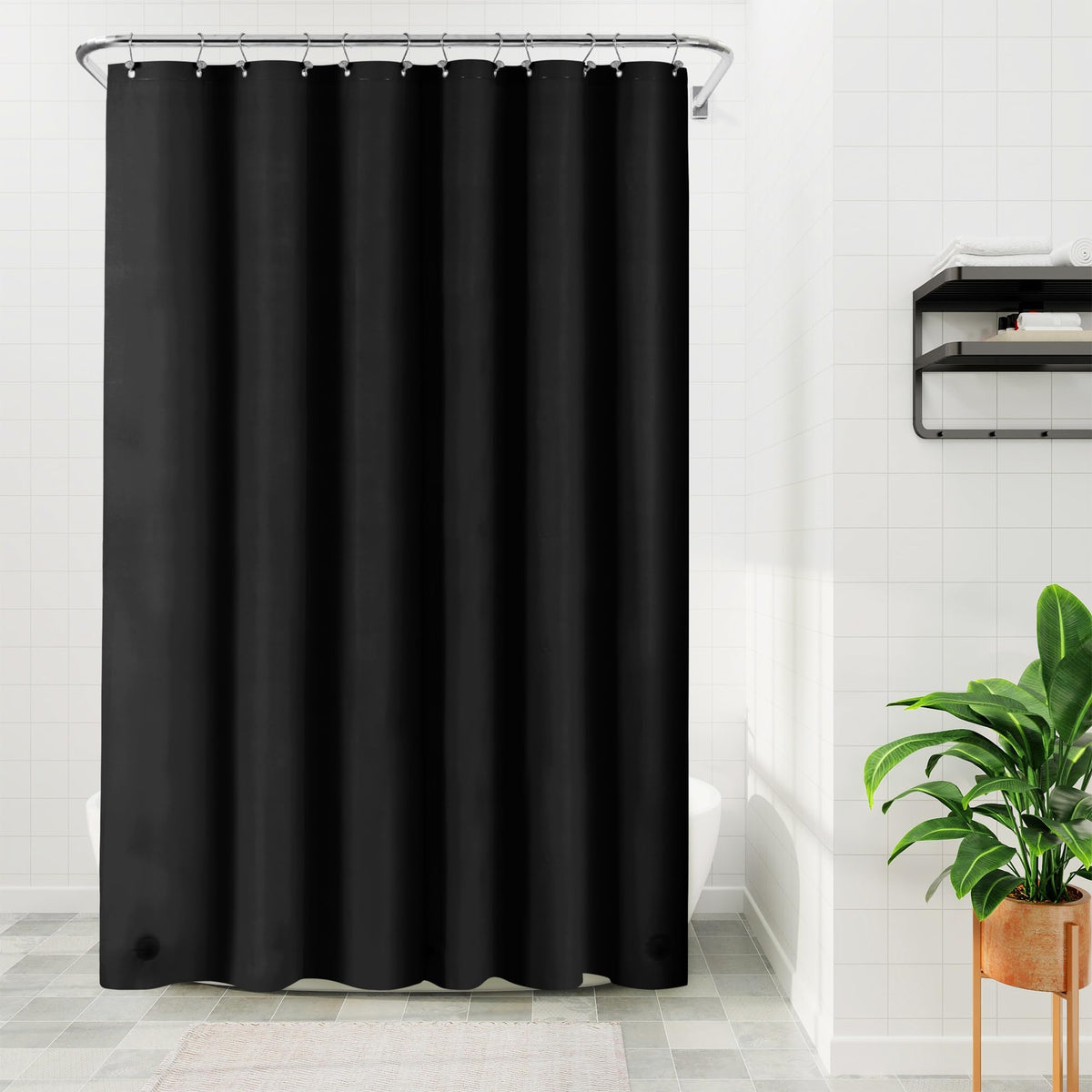 Barossa Design Black Long Shower Curtain Liner 78' Height - 3 Magnets & Waterproof Lightweight Peva Shower Liner For Bath Tub, Pvc Free, Metal Grommets, Black, 72X78