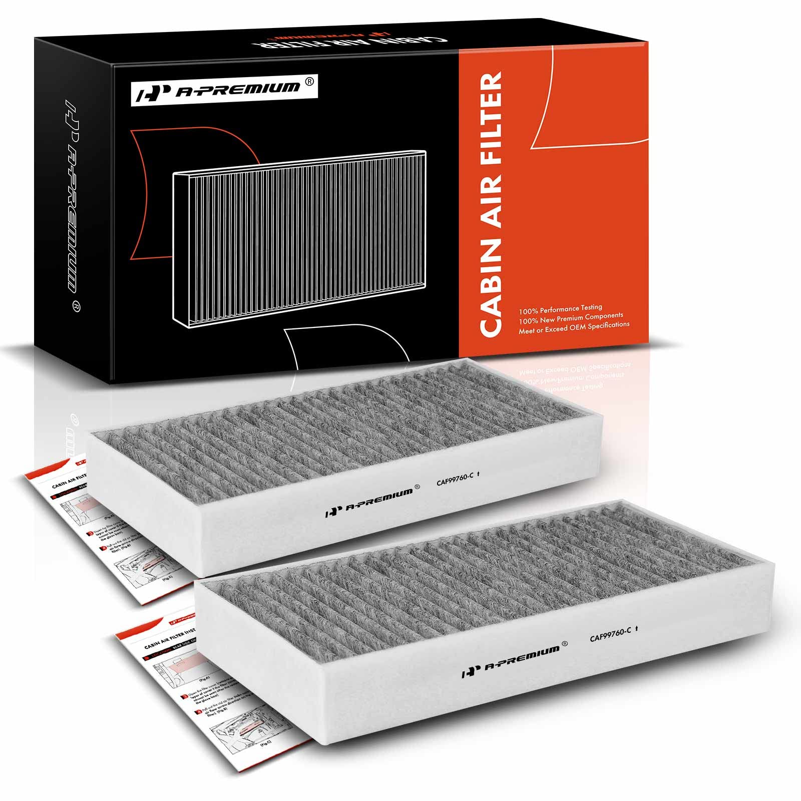 A-Premium 2-Pc Cabin Air Filter With Activated Carbon Compatible With Bmw X1 2016-2022, X2 2018-2022, I3 2014-2021, I3S 2018-202