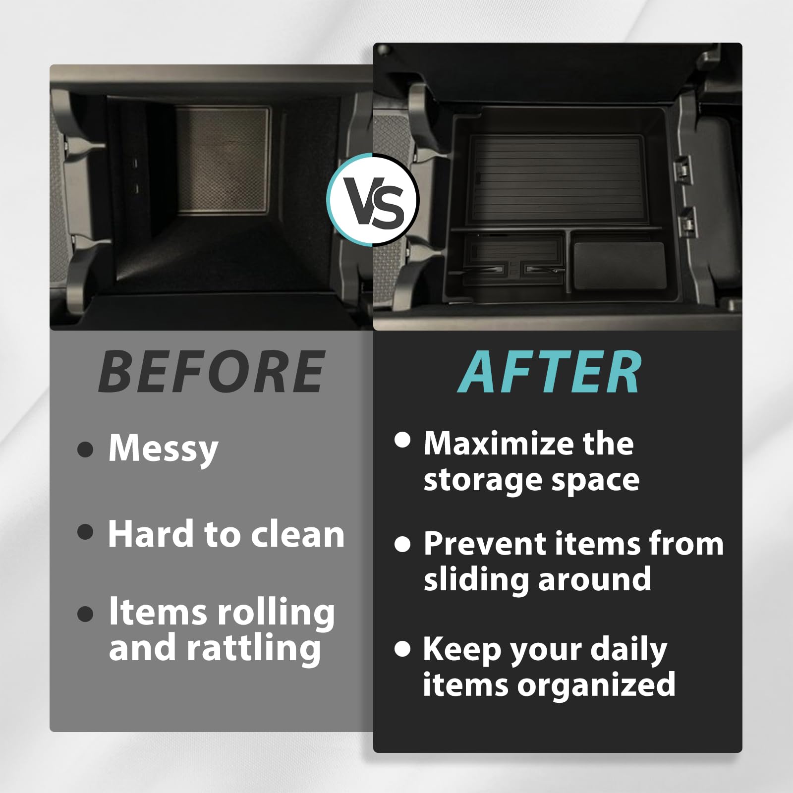 Bestevmod Center Console Organizer Tray Compatible With 2022-2025 Rivian R1T/R1S Removable Coin Holder Armrest Storage Box Abs M