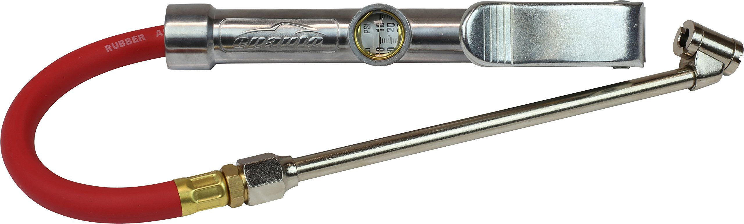 EPAuto Commercial Grade Dual Head Tire Inflator Gauge with Air Hose, 1/4'' NPT, 12'' Rubber Hose, 10-160 PSI
